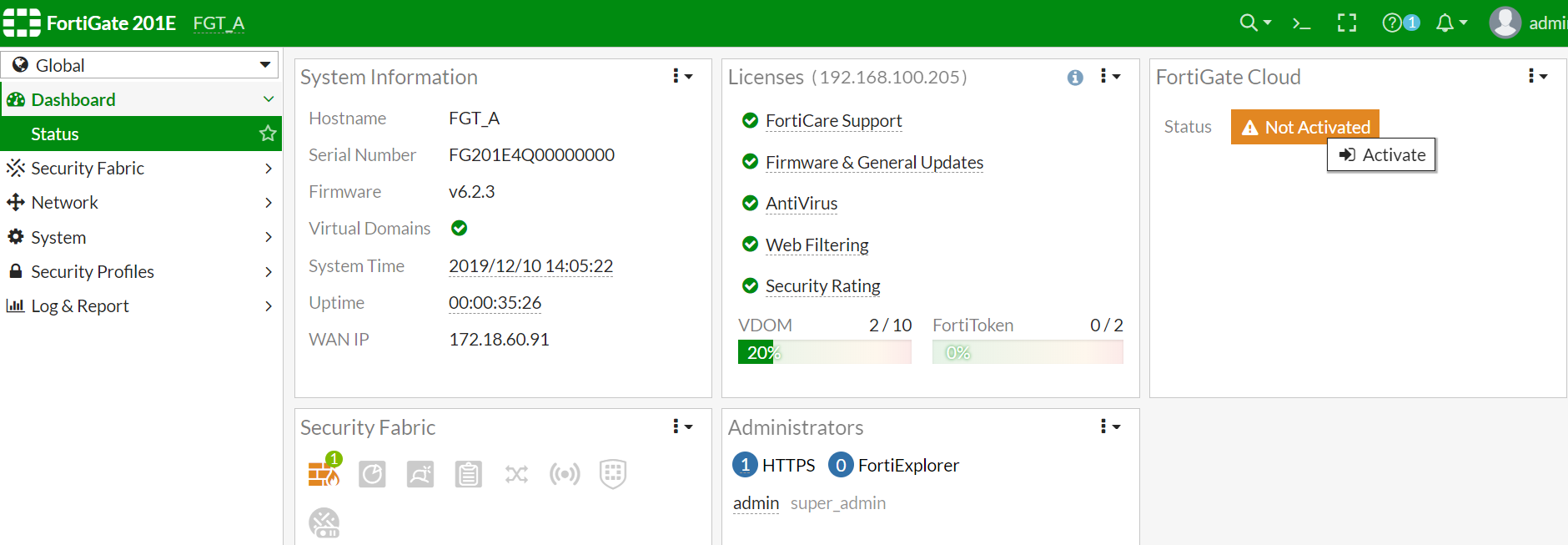 FortiCare and FortiGate Cloud login FortiGate / FortiOS 6.2.12